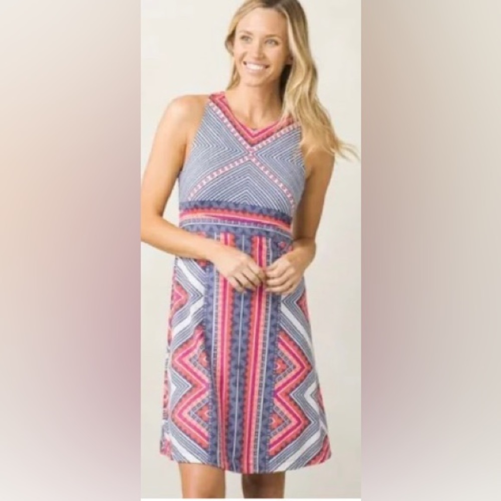 PrAna Sleeveless Ariel Athletic Mini Dress w Racerback in Indigo Taos